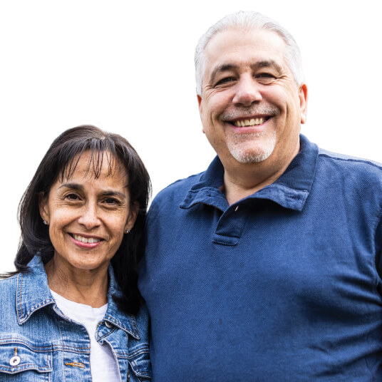 Couple middle aged in blue