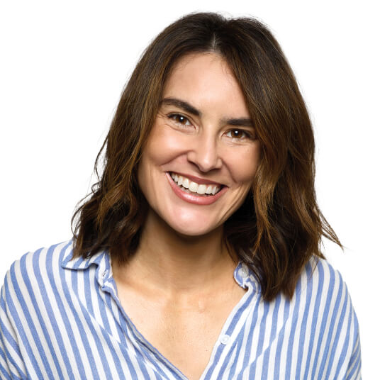 Female with striped shirt and brown hair